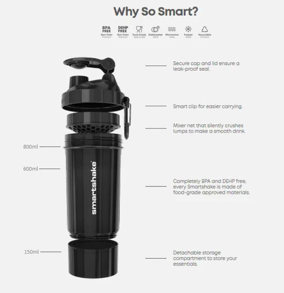 SmartShake Original2Go One 800ml Gunsmoke Black