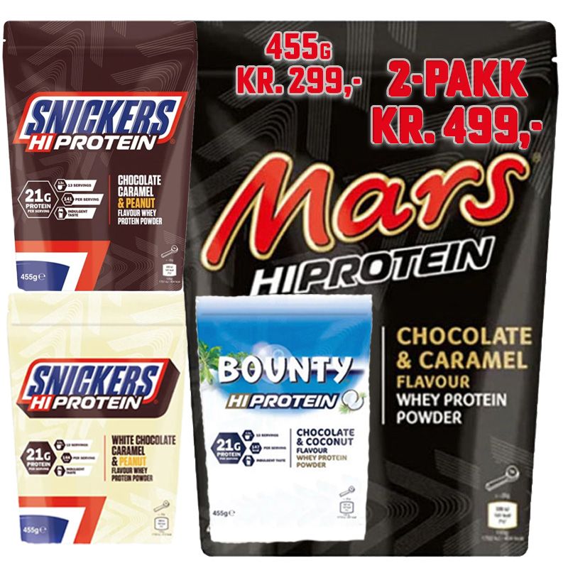 Mars/Snickers Protein Powder 455g - 2-pakk